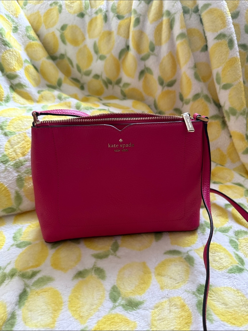 kate spade Hot Pink Leather Crossbody Bag with Gold Hardware